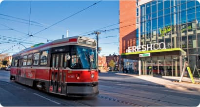 An Image of red tram