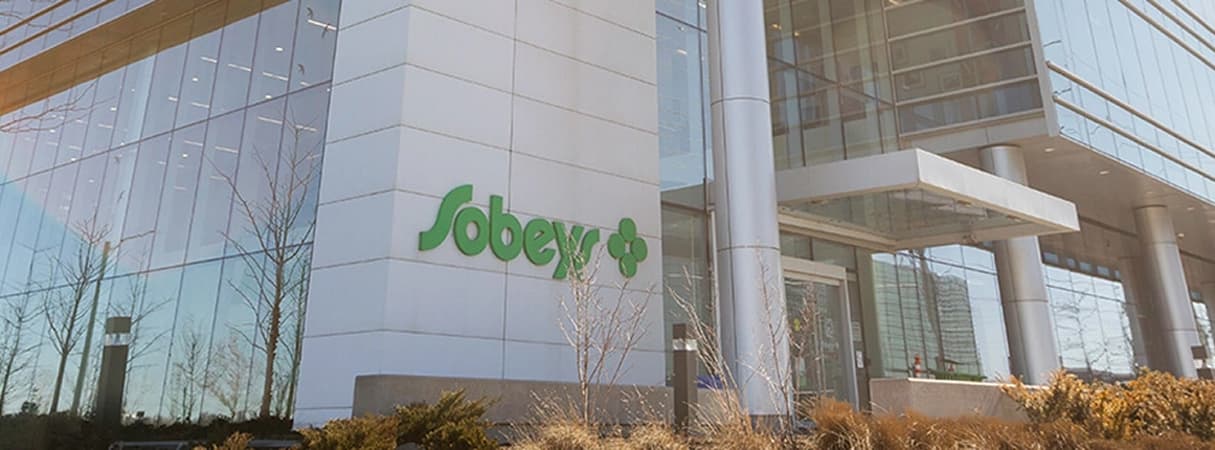 Sobeys store with the Sobeys name displayed on the building exterior.
